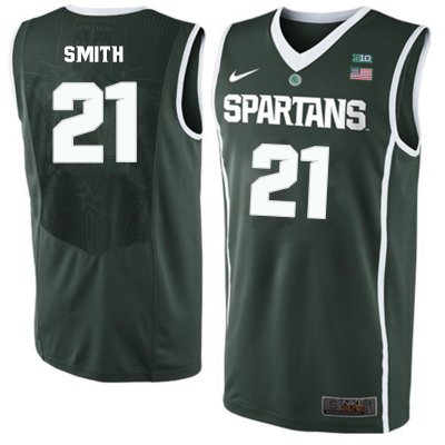 Men Michigan State Spartans NCAA #21 Steve Smith Green Authentic Nike Stitched College Basketball Jersey OF32A44BL